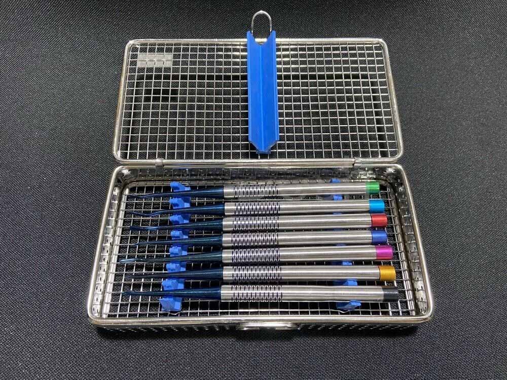 Wire Mesh Basket Stainless Steel With Seven Dental Instruments